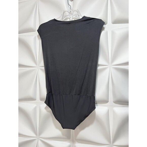 J Crew 365 Sz XS Gray Draped Cowl Neck Cap Sleeve Modal Stretch Bodysuit NWT NEW - Picture 3 of 11